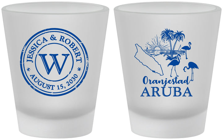 Custom Wedding Frosted Shot Glasses - Aruba | 505
