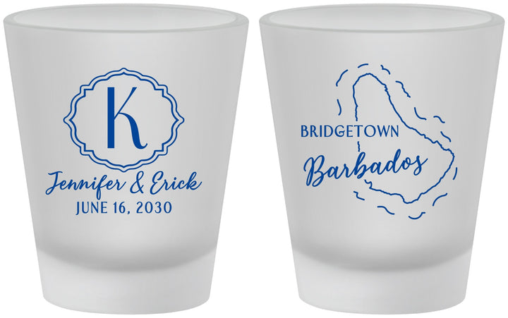 Custom Wedding Frosted Shot Glasses - Barbados | 508