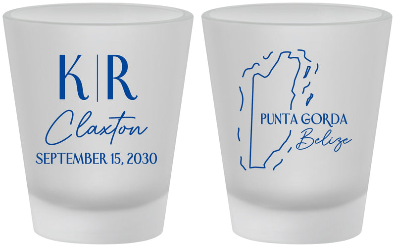 Custom Wedding Frosted Shot Glasses - Belize | 510