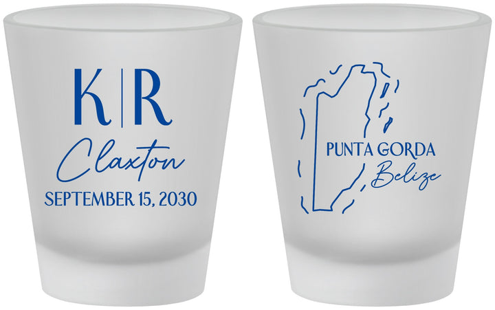 Custom Wedding Frosted Shot Glasses - Belize | 510