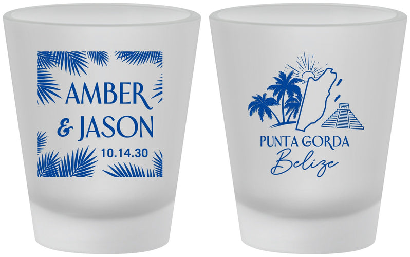 Custom Wedding Frosted Shot Glasses - Belize | 511
