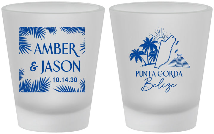Custom Wedding Frosted Shot Glasses - Belize | 511