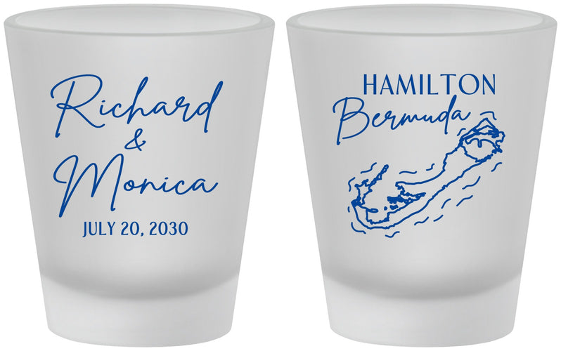 Custom Wedding Frosted Shot Glasses - Bermuda | 512