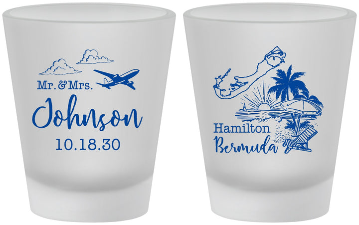 Custom Wedding Frosted Shot Glasses - Bermuda | 513