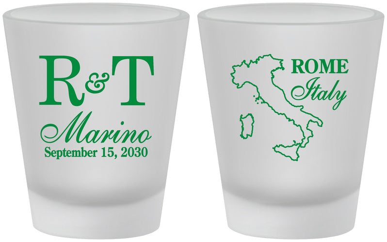Custom Wedding Frosted Shot Glasses - Italy | 514