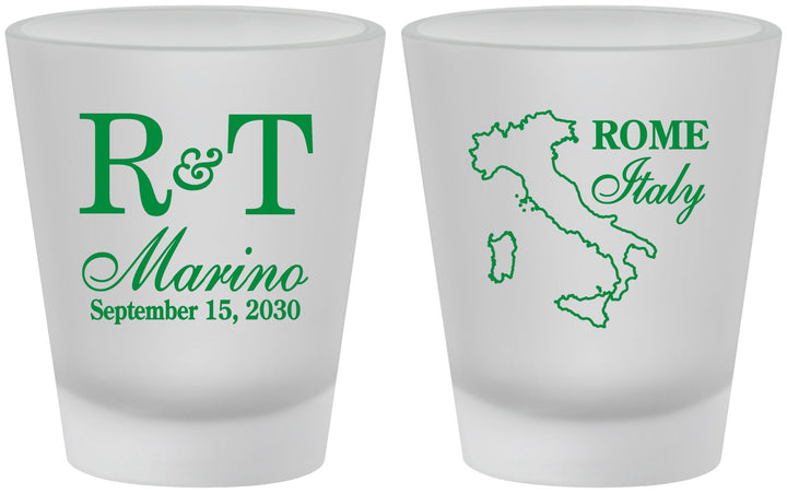 Custom Wedding Frosted Shot Glasses - Italy | 514