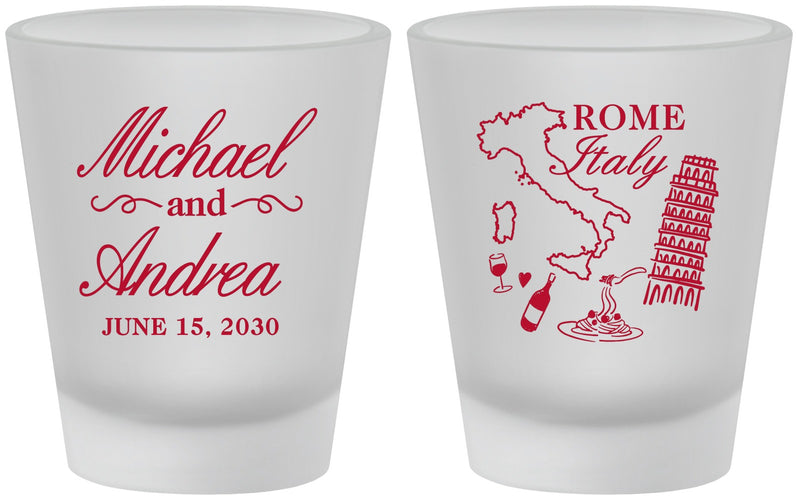 Custom Wedding Frosted Shot Glasses - Italy | 515