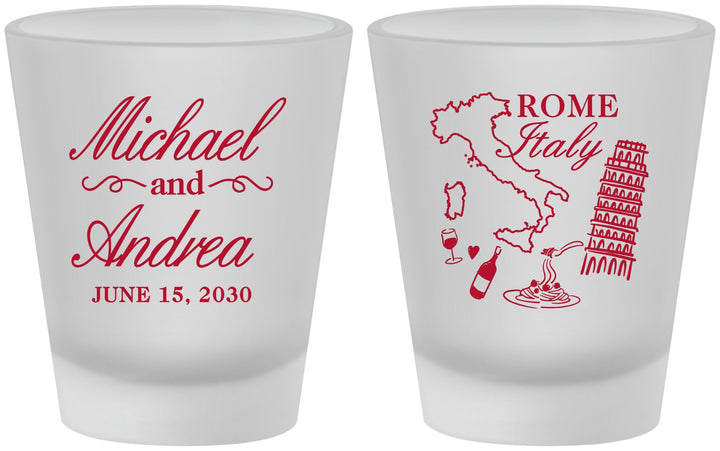 Custom Wedding Frosted Shot Glasses - Italy | 515