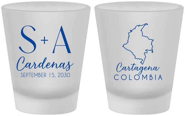 Custom Wedding Frosted Shot Glasses - Colombia | 516