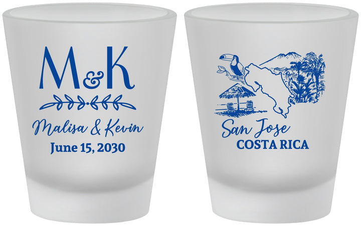 Custom Wedding Frosted Shot Glasses - Costa Rica | 519