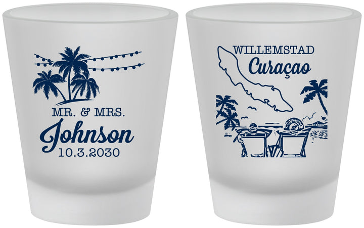 Custom Wedding Frosted Shot Glasses - Curacao | 521