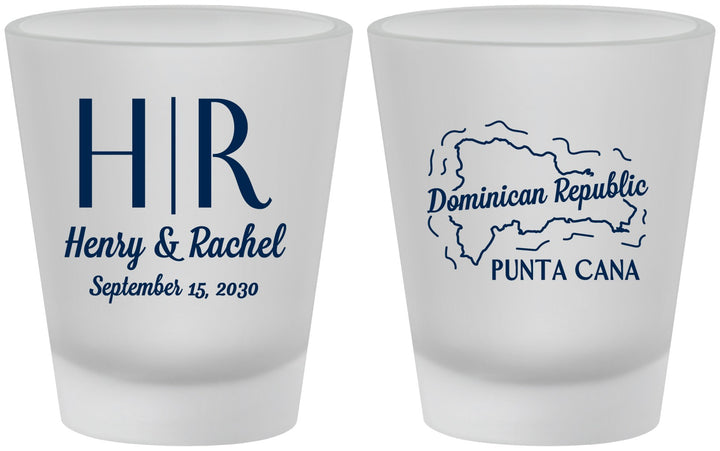 Custom Wedding Frosted Shot Glasses - Domincan Republic | 522