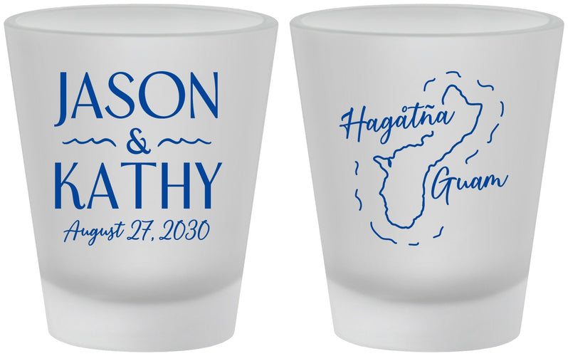 Custom Wedding Frosted Shot Glasses - Guam | 526