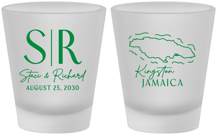 Custom Wedding Frosted Shot Glasses - Jamaica | 530