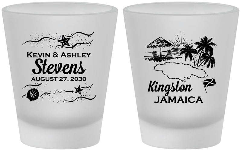 Custom Wedding Frosted Shot Glasses - Jamaica | 531