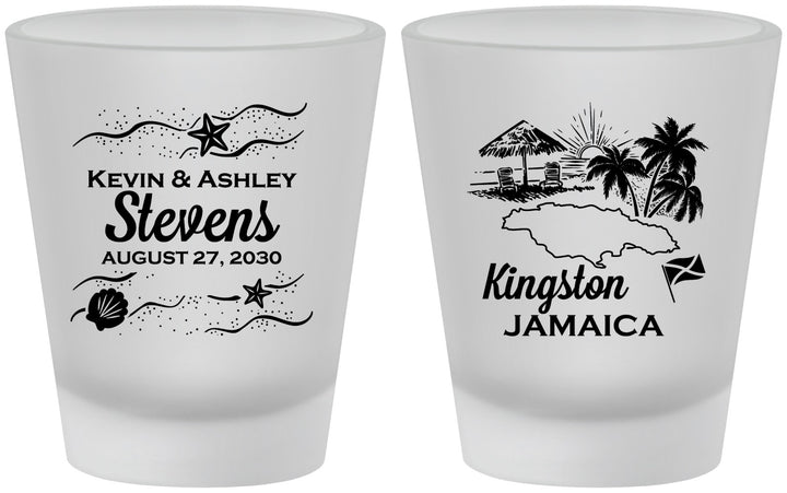 Custom Wedding Frosted Shot Glasses - Jamaica | 531