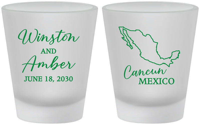 Custom Wedding Frosted Shot Glasses - Mexico | 534