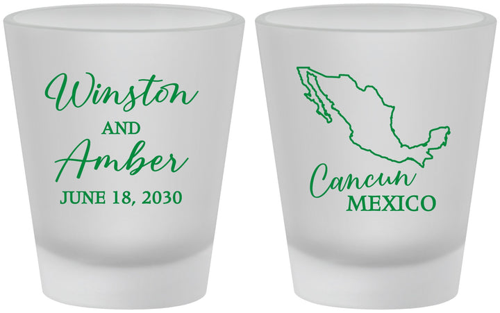 Custom Wedding Frosted Shot Glasses - Mexico | 534