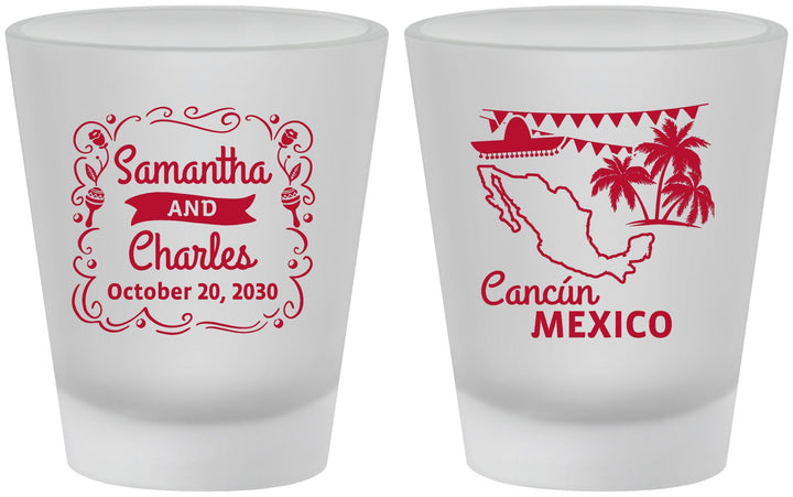 Custom Wedding Frosted Shot Glasses - Mexico | 535