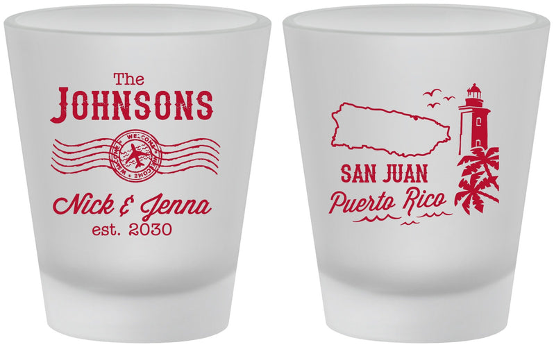 Custom Wedding Frosted Shot Glasses - Puerto Rico | 539
