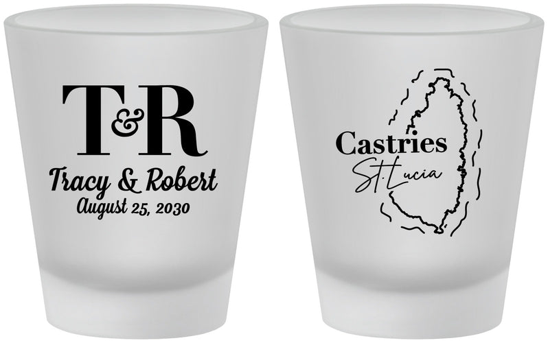 Custom Wedding Frosted Shot Glasses - St Lucia | 540