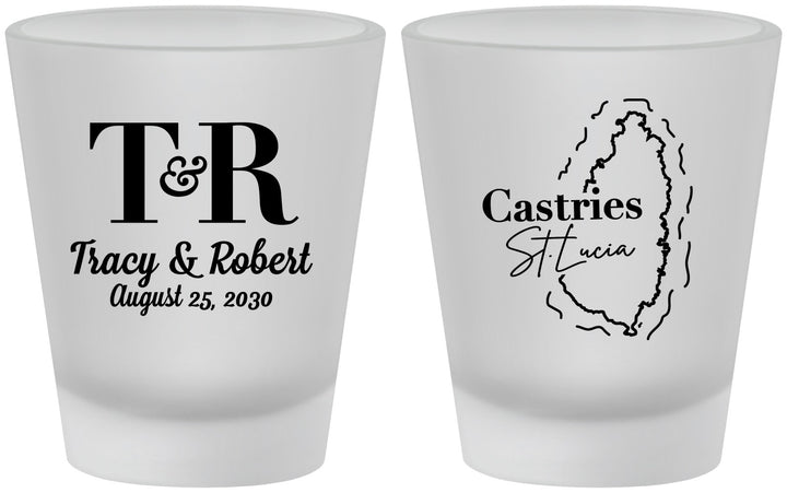 Custom Wedding Frosted Shot Glasses - St Lucia | 540