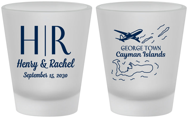 Custom Wedding Frosted Shot Glasses - Cayman Island | 544