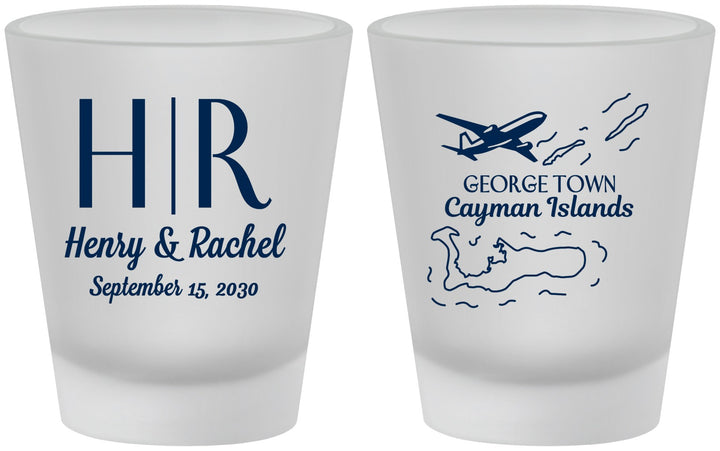 Custom Wedding Frosted Shot Glasses - Cayman Island | 544
