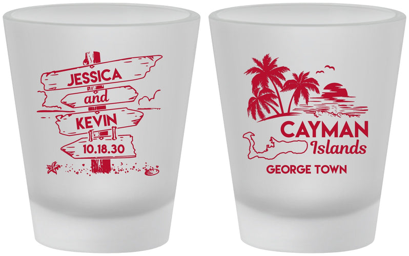 Custom Wedding Frosted Shot Glasses - Cayman Island | 545
