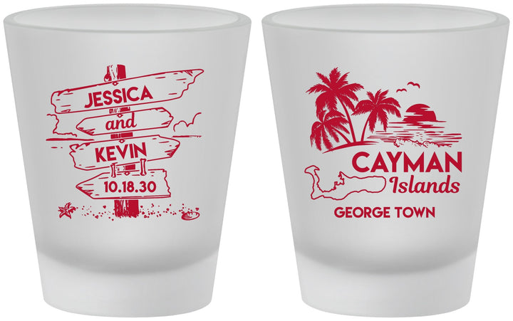 Custom Wedding Frosted Shot Glasses - Cayman Island | 545