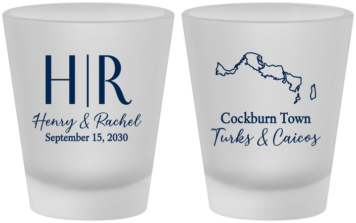 Custom Wedding Frosted Shot Glasses - Turks And Caicos | 546