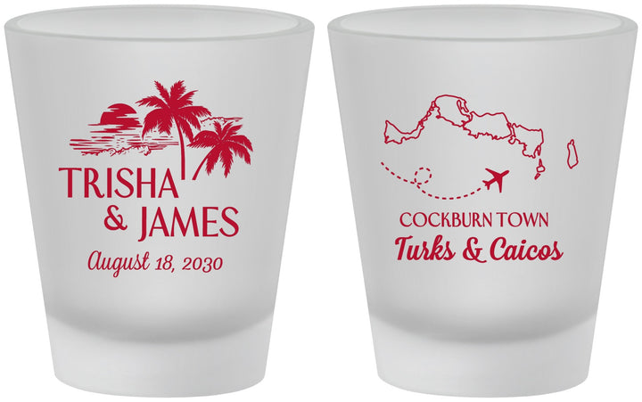 Custom Wedding Frosted Shot Glasses - Turks And Caicos | 547