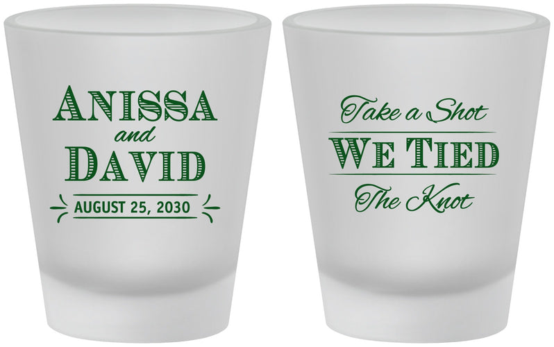 Custom Wedding Frosted Shot Glasses - Take A Shot We Tied The Knot | 551