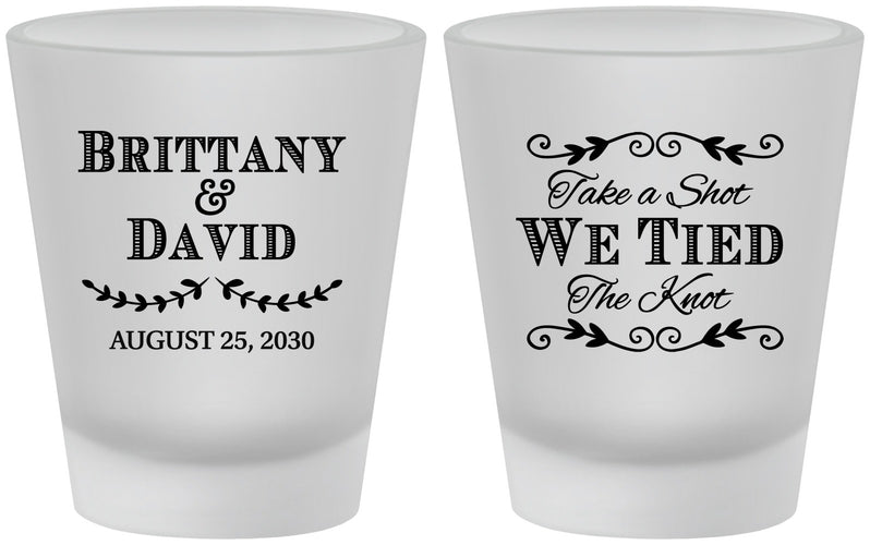 Custom Wedding Frosted Shot Glasses - Take A Shot We Tied The Knot | 552