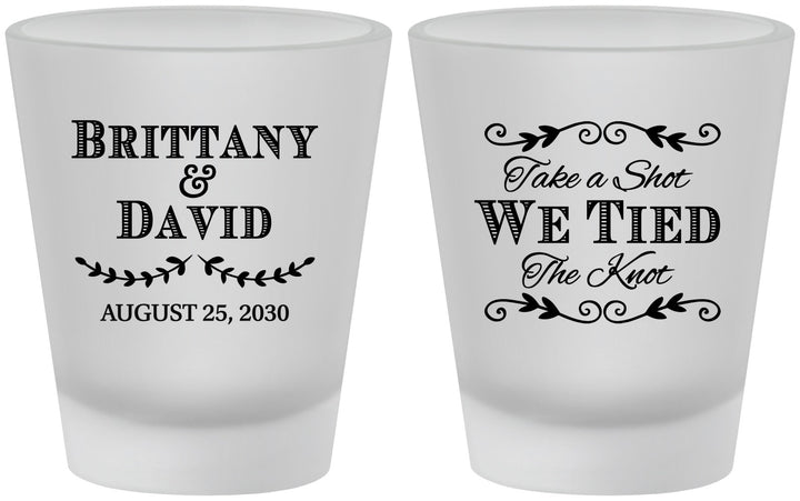 Custom Wedding Frosted Shot Glasses - Take A Shot We Tied The Knot | 552