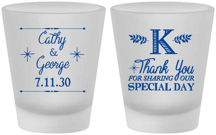Custom Wedding Frosted Shot Glasses - Monogram | 556