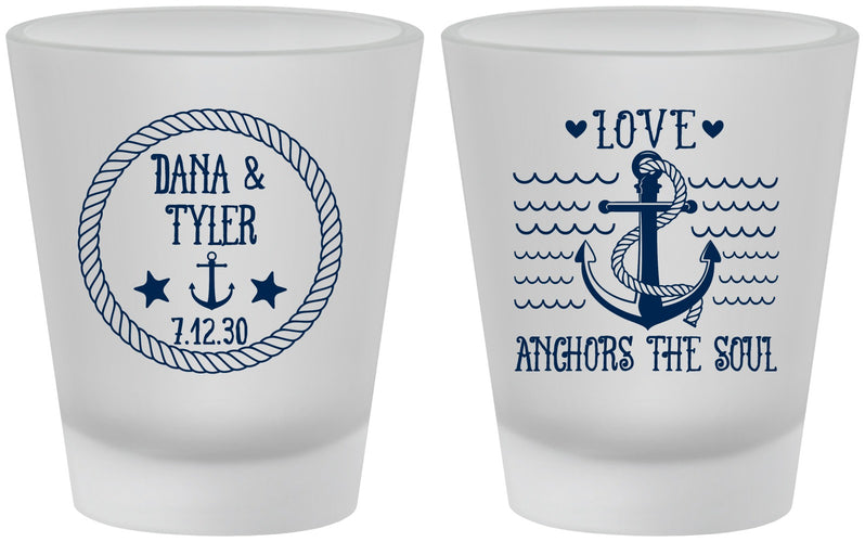 Custom Wedding Frosted Shot Glasses - Anchor The Soul | 558