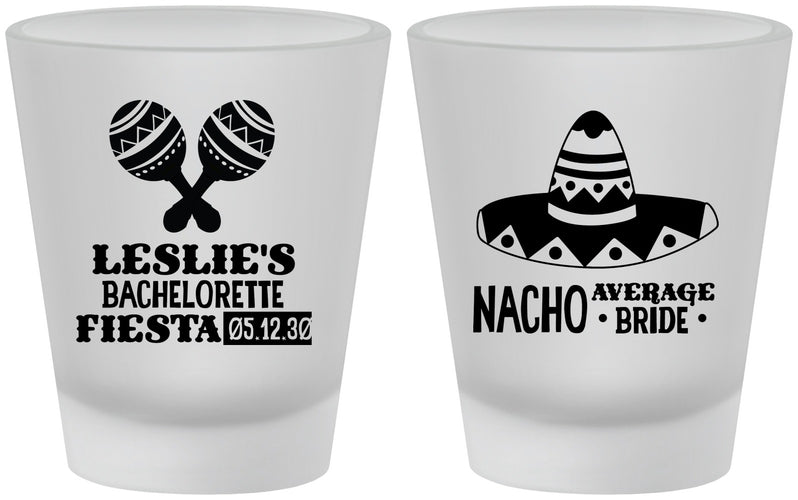 Custom Bachelorette Frosted Shot Glasses - Nacho Average Bride | 60007