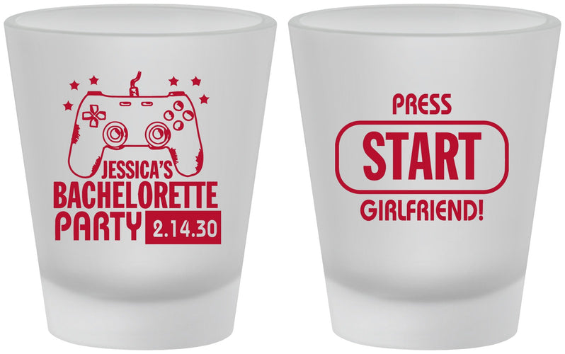 Custom Bachelorette Frosted Shot Glasses - Video Games | 60009