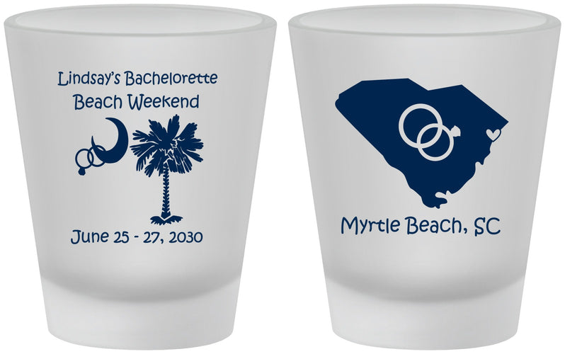 Custom Bachelorette Frosted Shot Glasses - South Carolina | 60012