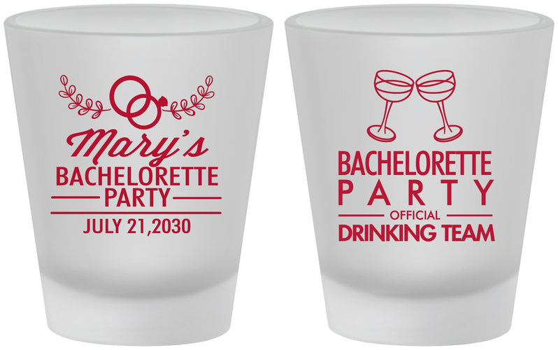 Custom Bachelorette Frosted Shot Glasses - Official Drink Team | 60017