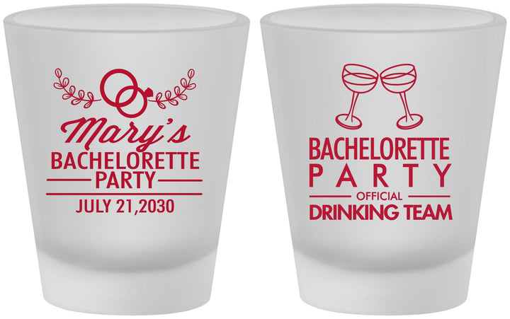 Custom Bachelorette Frosted Shot Glasses - Official Drink Team | 60017