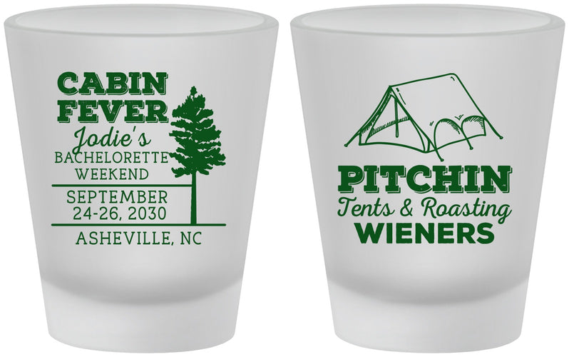 Custom Bachelorette Frosted Shot Glasses - Camping | 60019