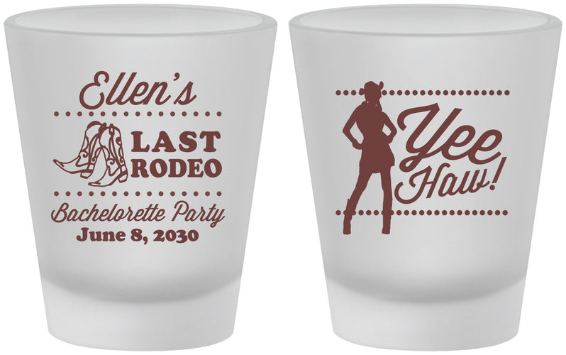 Custom Bachelorette Frosted Shot Glasses - Last Rodeo | 60021