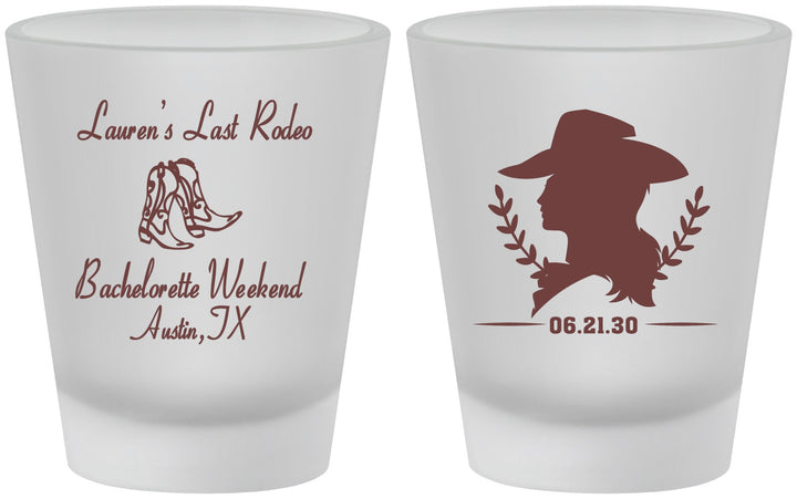 Custom Bachelorette Frosted Shot Glasses - Last Rodeo | 60022