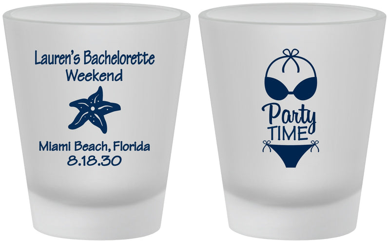 Custom Bachelorette Frosted Shot Glasses - Bikini | 60027