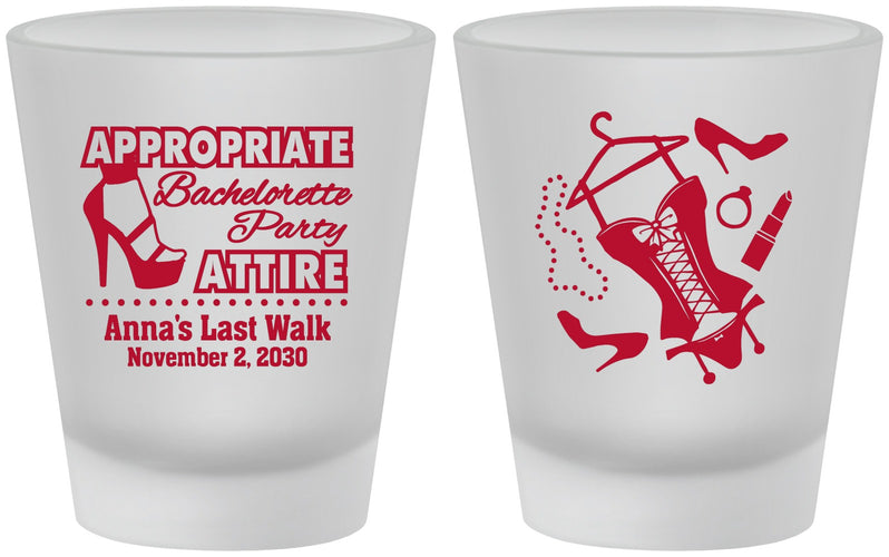 Custom Bachelorette Frosted Shot Glasses - Last Walk | 60032
