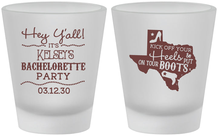 Custom Bachelorette Frosted Shot Glasses - Texas Cowgirl | 60041
