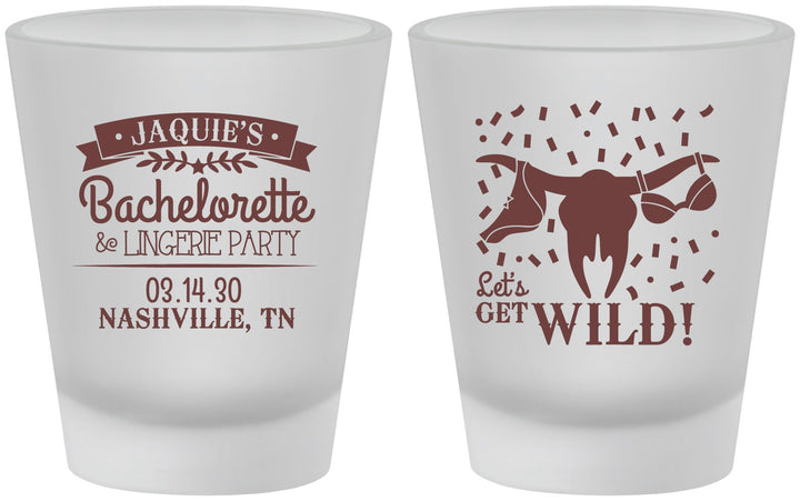 Custom Bachelorette Frosted Shot Glasses - Lets Get Wild Cowgirl | 60048