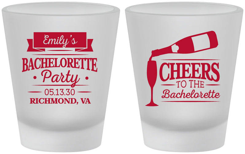 Custom Bachelorette Frosted Shot Glasses - Cheers | 60052